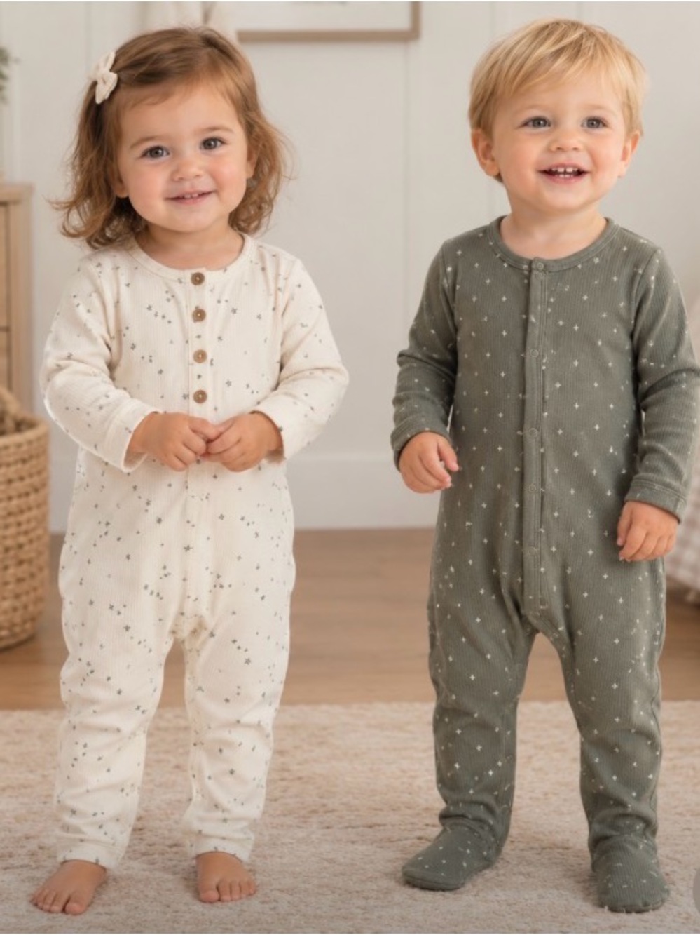 2pc Bundle: 18-24M Organic Cotton Quincy May Romper & Footed Sleeper, Rylee+Cru